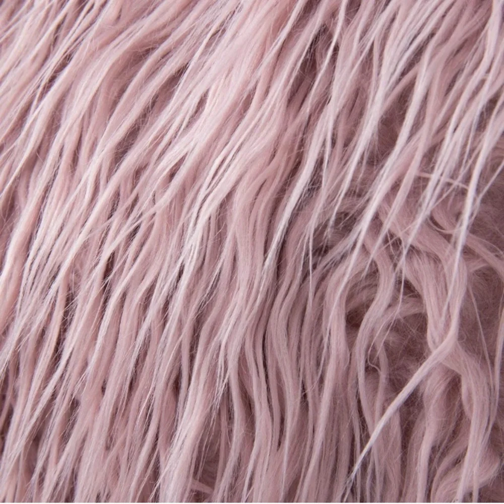 Luxury Home | Elegant Chic Blush Pink Mongolian Faux Fur Throw Pillow Cover